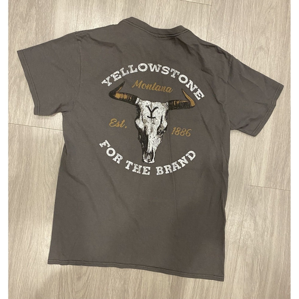 Yellowstone Shirt Womens Medium M Gray Dutton Ranch Logo Short Sleeve Crew Neck - Picture 2 of 6